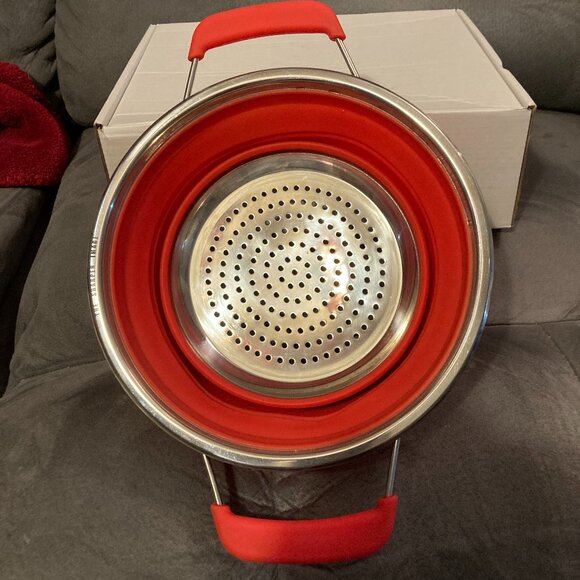 Sharper Image Collapsible FoodGrade Silicone Colander w/Metal Strainer VGUC-9.5" - Picture 9 of 9